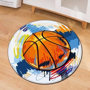 Carpets Printed Football Basketball Round Outdoor Kids Playing With Rugs Children Bedroom Rug Gaming Room Floor Decor CarpetCarpets