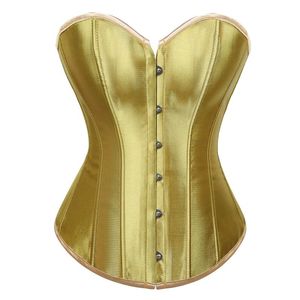 Bustiers korseler kadınlar vintage stil saten seksi overstust corset kostüm korset kadın bel antrenör üstleri artı boyut siyah beyaz kırmızı katı