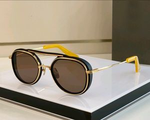 Space Round Solglasögon Pilot Gold Black/Brown Lens Men Fashion Sun Glasses UV Protection Lens Shades with Box