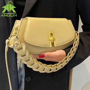 Shopping BagsFashion Underarm Väska Den Casual All Match Chain Shoulder Bag Hög kvalitet PU Solid Färg Handväska Designer Messenger Bag 220323