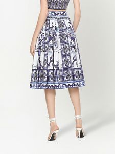 Gör sommarklänningar för kvinnor 2022short kjol party klänning majolica-print pleated a-line mini kjol casual klänning lyx varumärke kläder födelsedag mors dag gåva