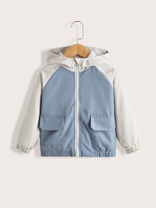 Wholesale thermal jackets resale online - Toddler Boys Color Block Flap Pocket Raglan Sleeve Hooded Thermal Jacket SHE
