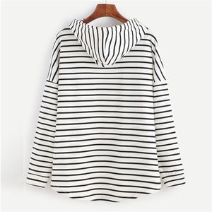 Zogaa Fashion Women Hoodies Ladies Stripe Printed Sweatshirts Casual Streetwear Loose Plus Size Womens Hooded Pullover 210820