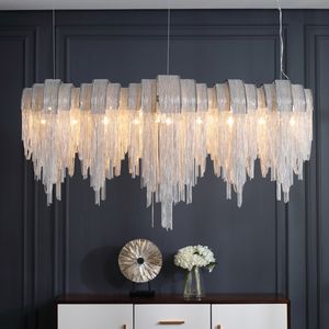 Kolye lambaları İtalyan Tasarım Sense Dikdörtgen Yemek Odası Lamba Modern Oturma Odası Villa Kişilik Tasarımcısı Tassel Art Chandelier