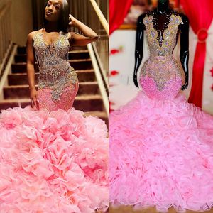 Beden Arapça Aso Ebi Pembe Luxurious Denizkızı Prom Elbiseler Boncuk Kristalleri Akşam Resmi Parti İkinci Resepsiyon Doğum Günü Nişan Elbise ZJ577 407