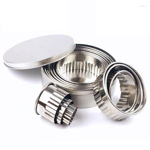 Baking Moulds SHGO -Stainless Steel Fluted Edge Round Cookie Biscuit Cutter Set 12 Pieces Graduated Ring Sizes