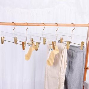 Transparent Acrylic Hanger High-end Pants Skirts Hanger Rack with Golden Clips Clear Display Stand CCE13718