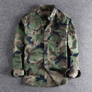 Homens camuflagem camisas de carga de alta qualidade durável ao ar livre caminhadas esporte diário estilo militar casual juventude bolso breasted camicia 220726