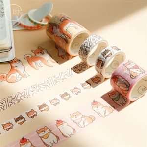 Mohamm 6pcs Shiba Inu Series Creative Cute Cartoon Food Food ScrapBooking Washi Mask Tape Journ