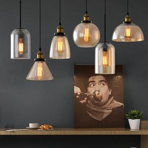 Подвесные лампы северные ретро -светодиоды для гостиной спальни столовая кухонная кафе Потолочное люстра Прозрачный стеклянный абажу