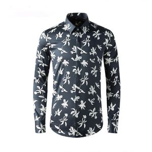 Homens camisa luxo luva longa flor clusters digital impressão casual camisas na moda festa feminina camisa masculina