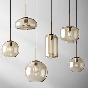 Lâmpadas pendentes de lustre de vidro minimalista nórdico iluminação de vidro de vidro