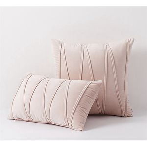 Inyahome art sammet gul blå rosa solid färg kudde täcke kuddehus hem dekorativa soffa kasta dekor 220406