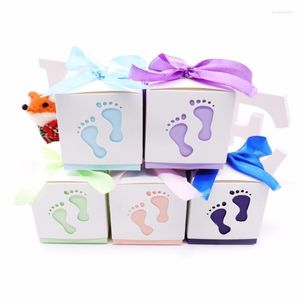 10 pezzi baby shower piede caramelle scatole di caramelle laser a favore delle scatole regalo per la festa di compleanno da ragazzo
