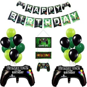 Party Decoration Video Game Theme Console Balloon Boy Birthday Geek Desktop Cover Cup Napkin Straw
