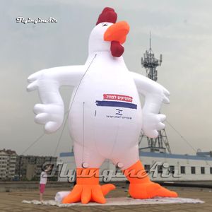 Gallo gonfiabile gigante su misura del fumetto 6m che pubblicizza il pallone del pollo bianco del modello animale della mascotte per esposizione all'aperto