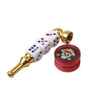 Colorful Dice Shape Filter Pipes Kit Dry Herb Tobacco Removable Metal Bowl Mini Skull Grind Spice Miller Plastic Grinder Cigarette Smoking Handpipe Holder DHL