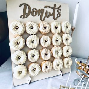 20/9 Çubuklar Ahşap Donut Duvar Donut Ekran Tutucu Düğün Partisi Masası Dekorasyon Bebek Duş Donuts Doğum Günü Partisi Malzemeleri 200929