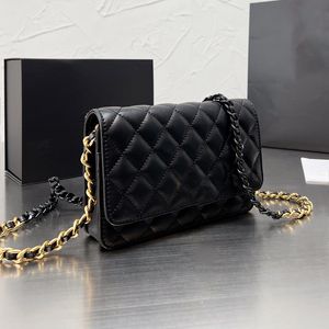 19CM Womens Designer Classic Mini Flap Quilted Bags Two-tone Chain Gold Hardware Matelaase Crossbody Shoulder Purse Phone Card Holder Luxury Pocket Handbags