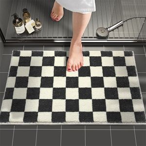 Checkerboard Bathroom Mat Thicken Non-slip Bath Rug Absorbent Entrance Doormat for Bedroom Carpet Home Decor Floor Mats 220504