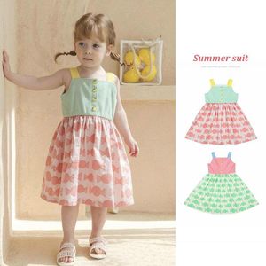 Vestidos de menina vestido de meninas 2022 cor de verão combinando candy menina saia de algodão confortável rosa princesa para crianças