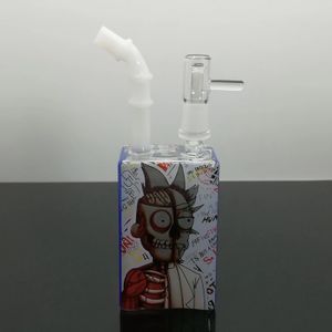 Glass Smoking Pipe Water Hookah Colored square printed glass cigarette set glass water bottle