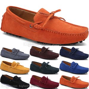 2144 Nova Moda Mens Casual Sapatos De Couro Estilo Britânico Primavera Casal Genuine Ervilhas Scrub Homens Rive Preguiçoso Homem Overshoes Ao Ar Livre Respirável Respirável Amarelo