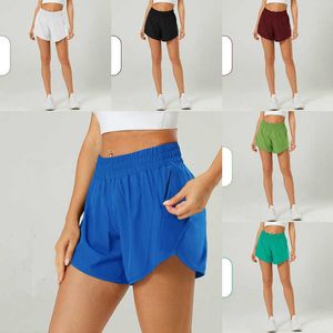 Lu Inch Short 5 Sports Fitness Hotty Hot Yoga Outfits per Donna Casual Gym Shorts Larghi con Tasca con Cerniera Summer Run Jogger Athletic Quick Dry Track Pants