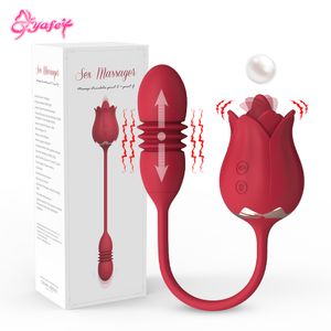 Thrusting Tongue Licking Rose Vibratore Dildo femminile Butt Plug Stimolatore clitorideo anale s giocattolo sexy per le donne