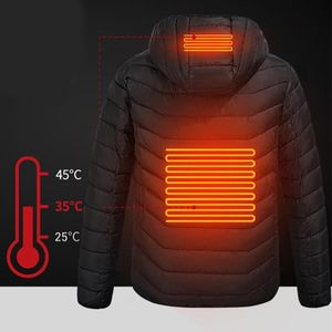 Men's Jackets Areas Heated Jacket Washable USB Charging Hooded Cotton Coat Electric Heating Warm Outdoor Camping Hiking Jackets#g3Men's