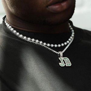 Kettingen Hiphop Iced Out Bling a Cubic Zirconia verharde CZ Ball Link Chain in White Silver Gold Color Choker ketting voor herenjongen JE216F