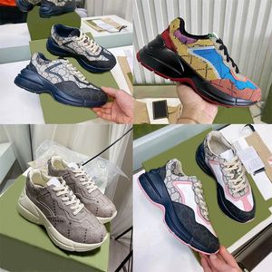 Designers Shoes Rhyton Women MenSneakers Beige Trainers Vintage Luxury Chaussures Scarpe da donna Fashion Sneaker con scatola