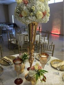 Dekoration 8 12 14st 75cmtall Flower Centerpiece Vase Metal Gold Silver White Trumpet Vases Wedding Anniversary Ceremony Party Table Decor Imake371