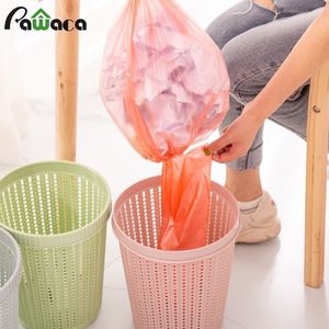Waste Bins With Trash Bag Hollow Can Creative Nonremovable Garbage Bags Paper Basket Bin for Home Bedroom Y200429