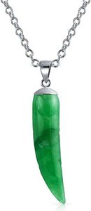 Ketting sieraden hanger tandbeschermer groen geverfd jade Italiaanse hoorn hanger voor mannen en vrouwen sterling zilver