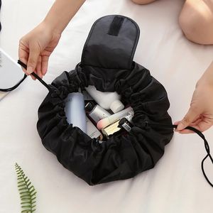 Large Size Women Drawstring Cosmetic Bag Travel Storage Lazy Makeup Pouch Portable Waterproof Toiletry Beauty Case Organizer