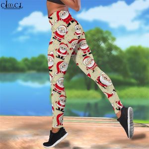 Mulheres leggings presente de natal papai noel impresso cintura alta elasticidade legging para feminino ao ar livre jogging sweatpants w220616