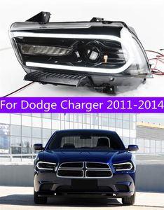 Стайлинг автомобиля для фар Dodge Charger 2011-2014, светодиодные фары с динамическим сигналом, светодиодные DRL, биксеноновые автомобильные аксессуары