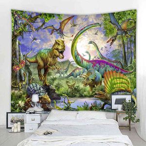 Tappeto decorativo 3D Jurassic Dinosaur Mandala Boho Hippie Tappeti da parete Home Decor Arazzo J220804