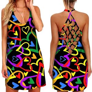 Seksi kayışlar elbise kadınlar yaz moda hip hop baskı o boyun kolsuz parti elbise rahat sırtsız bayanlar plaj sundress elbise 220509