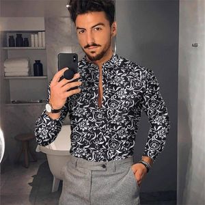 Chemise homme pour hommes vêtements social mâle Blouse hawaïenne cardigan à manches longues blouses et bouton haut homme de luxe en gros 220401