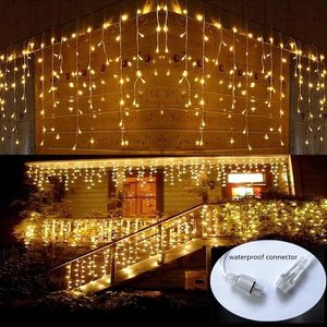 Strings Christmas Decor Garland Curtain Waterfall Street On The House Winter Wedding Romantic 3M-35M Opad 0,3-0,5med LED