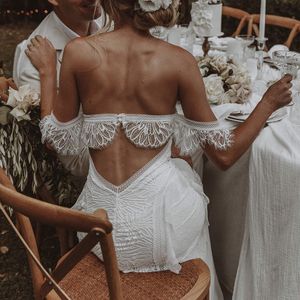 Vestido de noiva de sereia de renda sem costas sexy para mulheres 2022 querida boho noiva vestidos formais do ombro vestidos de noiva branca de marfim de verão