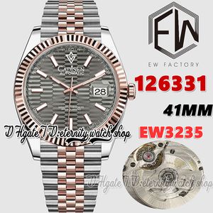 Wholesale watch fluted bezel resale online - EWF V3 ew126331 Cal EW3235 Automatic Mens Watch Fluted Bezel Pit pattern Gray Dial Two Tone L Steel Bracelet With Same Serial Warranty Card eternity Watches