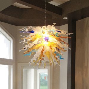 Multi Color Light Fixture Hög hängande lampa Handblåst glas ljuskrona för bar ledande hemljus vardagsrumsdekor 28 med 20 tum