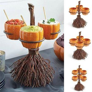 Dishes & Plates Halloween Pumpkin Snack Rack Witch Bowl Stand Cake Dessert Fruit Party Buffet Display Tray For Serving PlatesDishes &Dishes