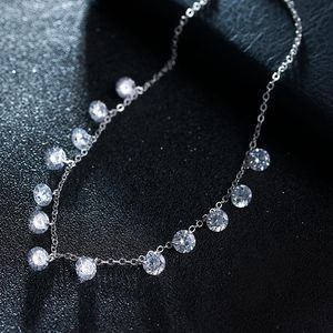 Chains 30% Silver Plated Fashion Shiny Zircon Star Women Short Chain Ladies Necklace Jewelry Wedding Gift PromotionChains