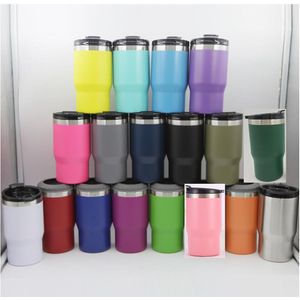 4-in-1 14oz Coffee Cups Tumbler Stainless Steel 12oz Slim Cold Beer Bottle Can Cooler Holder Double Wall Vacuum Insulated Cup Drink Mug Regular Cans Bottles With Two lid