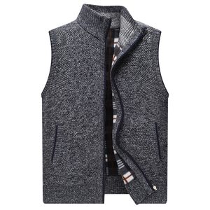 Vinter Slim Fit Men's Sleeveless Vests Sweater Warm Jumper Sticked Waistcoats Casual Men Solid tröja Vest Jackets Man Clothing 201224