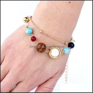 Charm Bracelets Jewelry Universe Galaxy The Eight Planets In Solar System Guardian Star Natural Stone Beads Bracelet For Dhq8E